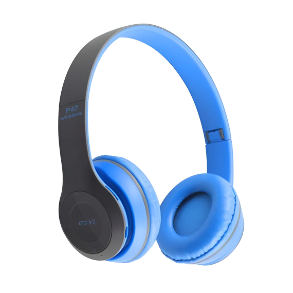 Căști Bluetooth P47 Alien Radio, MP3, Slot TF, Blue