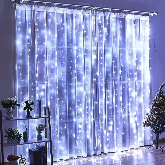 Instalatie Craciun Tip Perdea, 240 LED-uri, 2m x 2m, Alb Rece