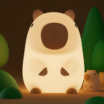 Lampa De Veghe Pentru Copii, Din Silicon, Senzor Tactil, Model Capibara