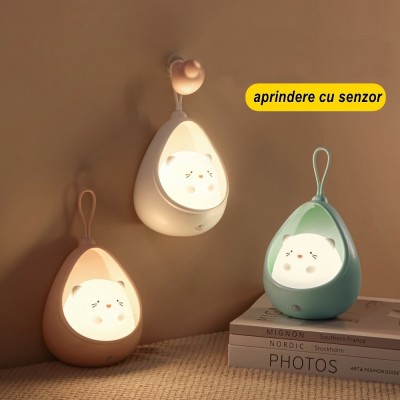 Lampa De Veghe Portabila, Din Silicon, Senzor Miscare, Model Iepuras