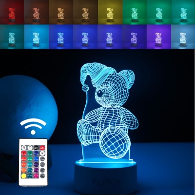 Lampa LED Decorativa 3D Urs cu Palarie