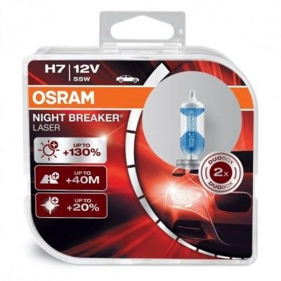 Set 2 becuri H7 Osram Night Breaker LASER - 130%